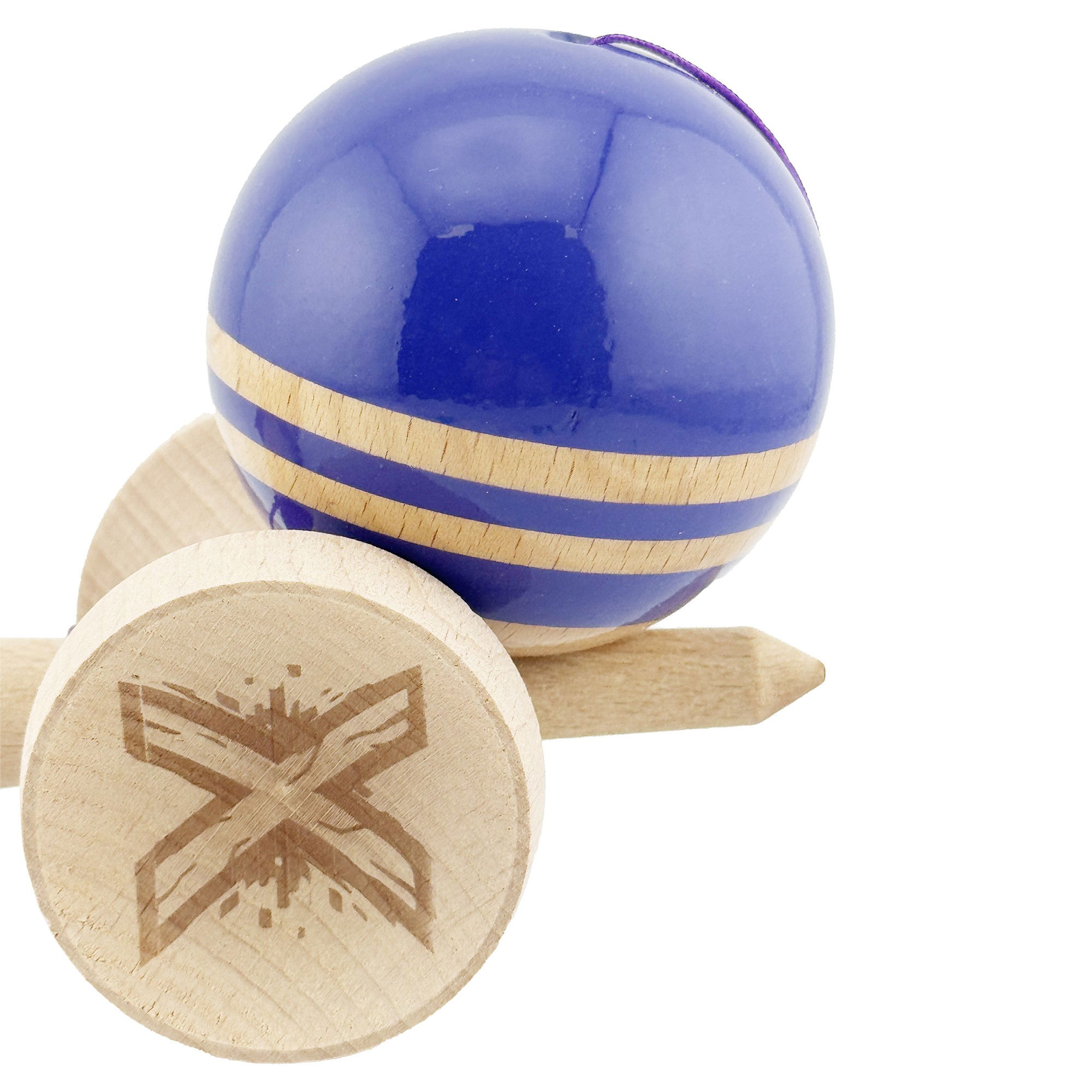 Kendama X Originala RAINBOW, Profesionala, Flippy, Cupe Mari KING SIZE V3, Super Sticky, Gaura in Baza, Rulment Metalic, din lemn 18 cm, Ata 62/65 cm, Violet/Maro [8]