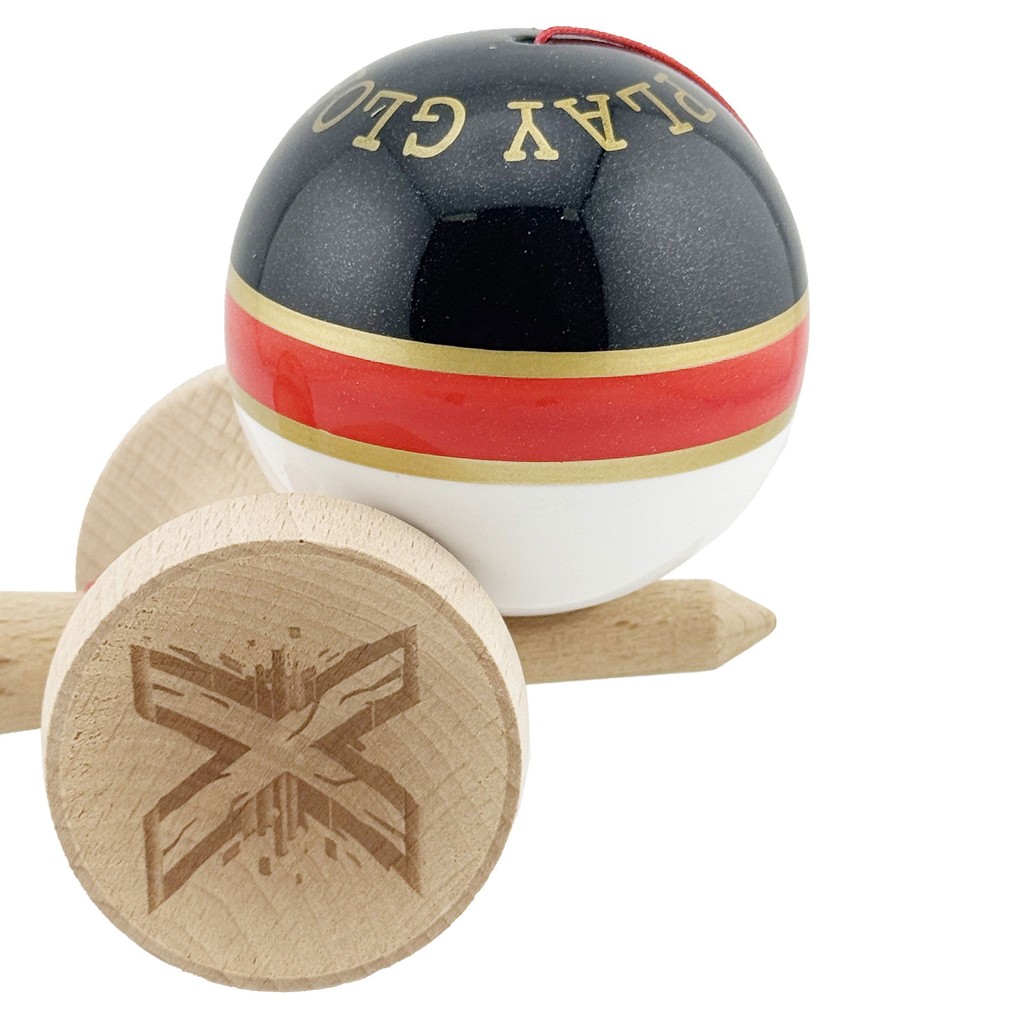 Kendama X Originala ROYAL SPIKE, Profesionala, Flippy, Cupe Mari KING SIZE V3, Super Sticky, Gaura in Baza, Rulment Metalic, din lemn 18 cm, Ata 62/65 cm, Inel Rosu [8]