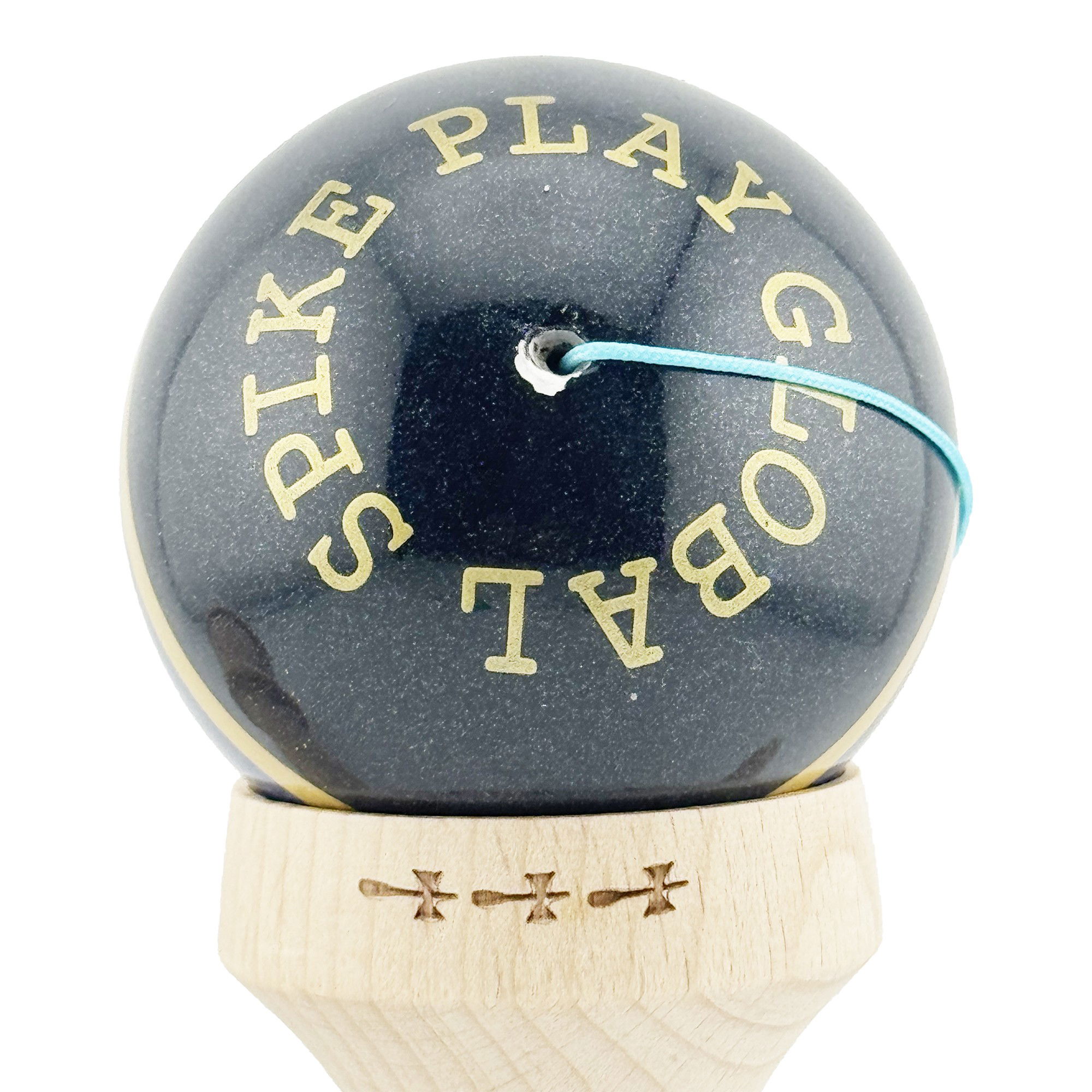 Kendama X Originala ROYAL SPIKE, Profesionala, Flippy, Cupe Mari KING SIZE V3, Super Sticky, Gaura in Baza, Rulment Metalic, din lemn 18 cm, Ata 62/65 cm, Inel Albastru inchis [9]