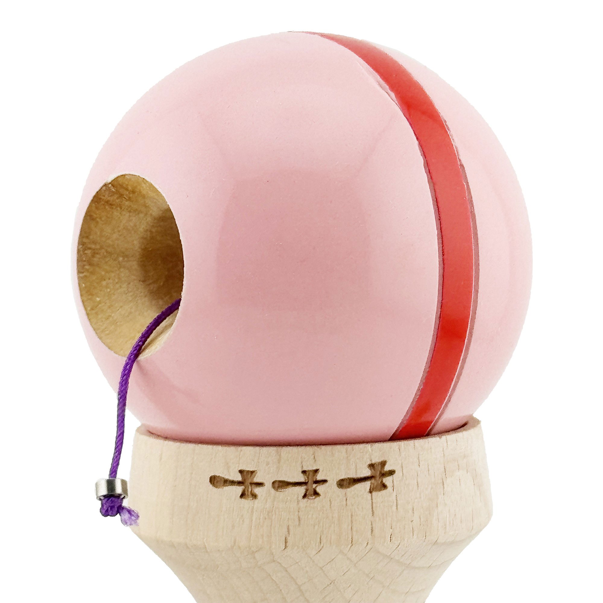 Kendama X Originala Silken, Profesionala, Flippy, Cupe Mari KING SIZE V3, Super Sticky, Gaura in Baza, Rulment Metalic, din lemn 18 cm, Ata 62/65 cm, Roz [6]