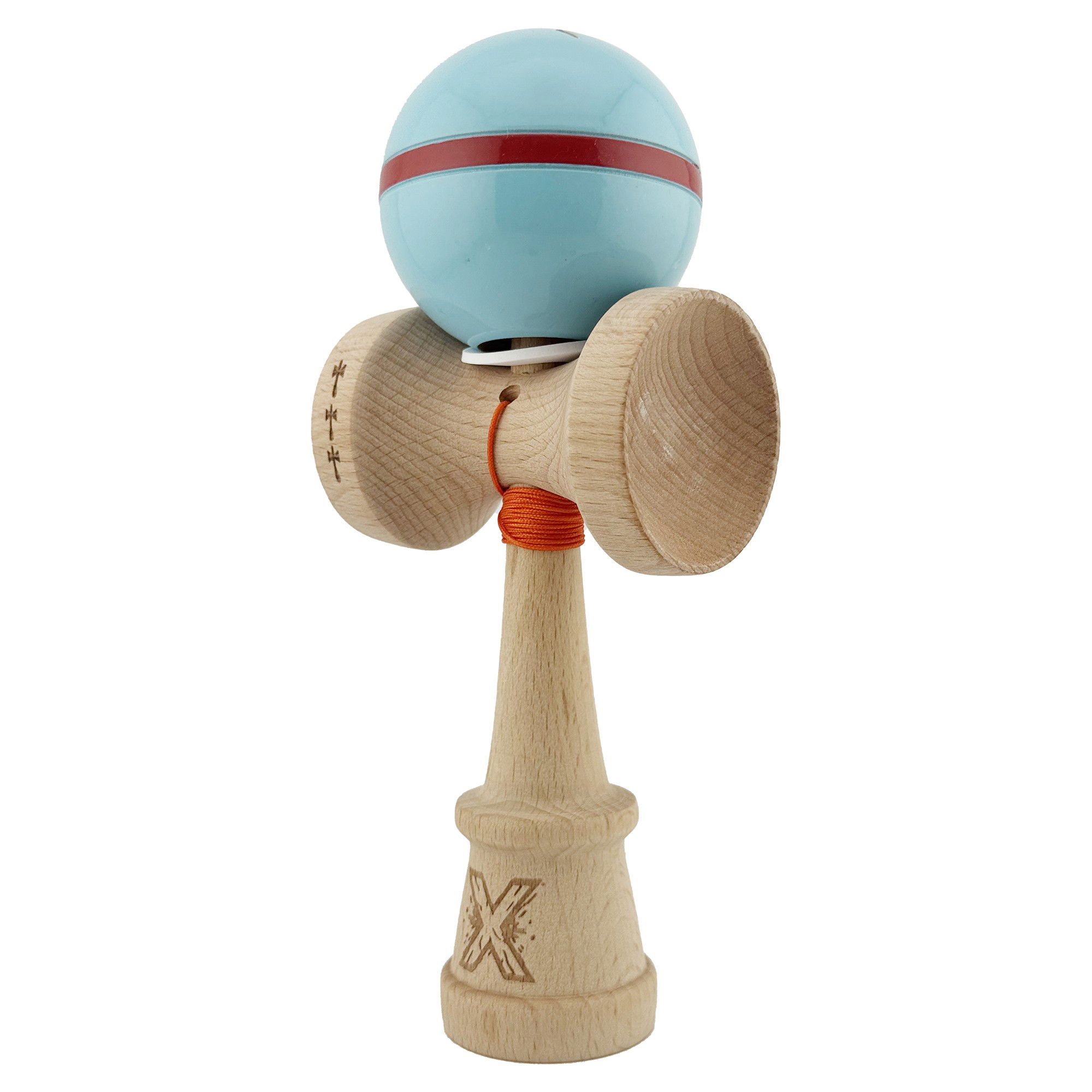 Kendama X Originala Silken, Profesionala, Flippy, Cupe Mari KING SIZE V3, Super Sticky, Gaura in Baza, Rulment Metalic, din lemn 18 cm, Ata 62/65 cm, Albastru deschis [3]
