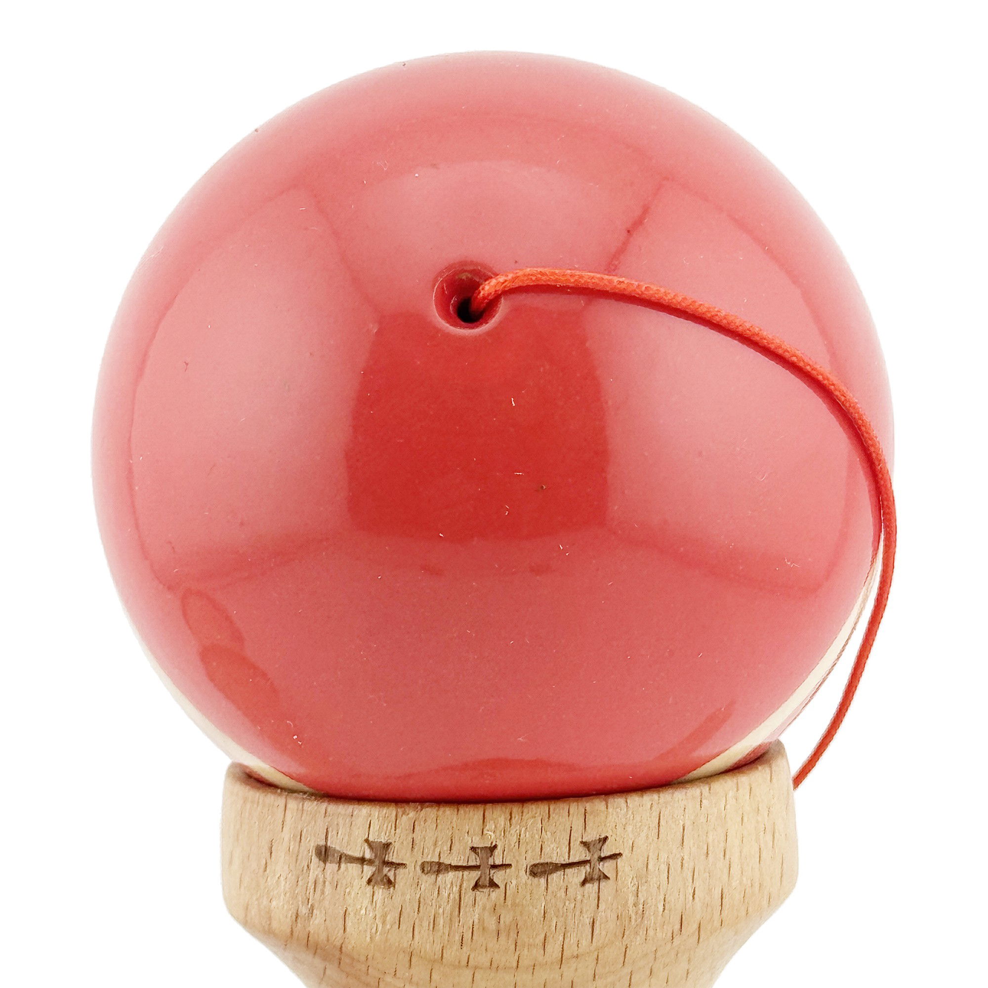 Kendama X Rainbow Originala, Profesionala, Flippy, Big Cups V2, Super Sticky cu Cupe Mari, Rulment Metalic, din lemn 18 cm, Ata 55 cm, Rosu/Maro [8]