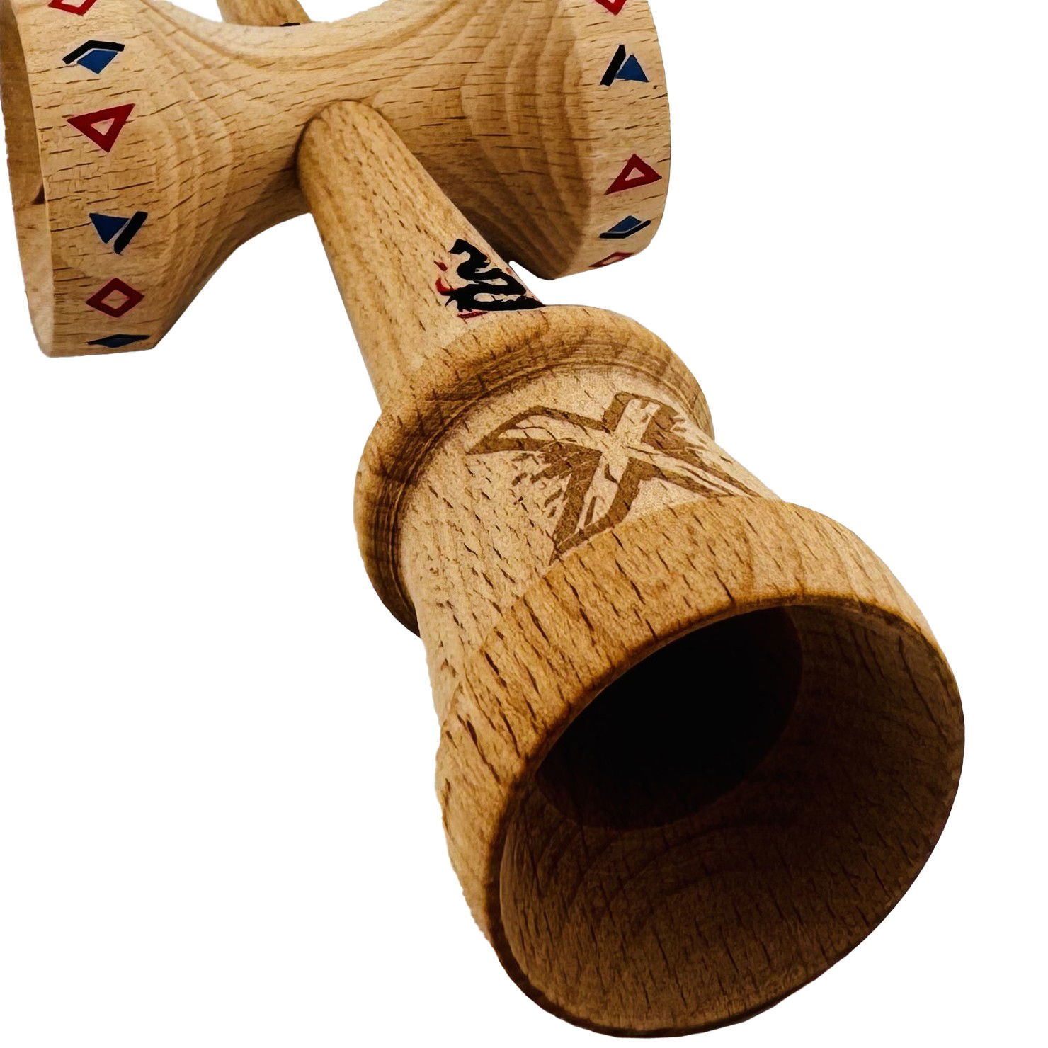 Kendama X TE IUBESC Originala, Profesionala, Flippy, Super Sticky cu Cupe Mari KING SIZE V3, Gaura in Baza, Rulment Metalic, din lemn 18 cm, Ata 62/65 cm, Roz/Alb [10]