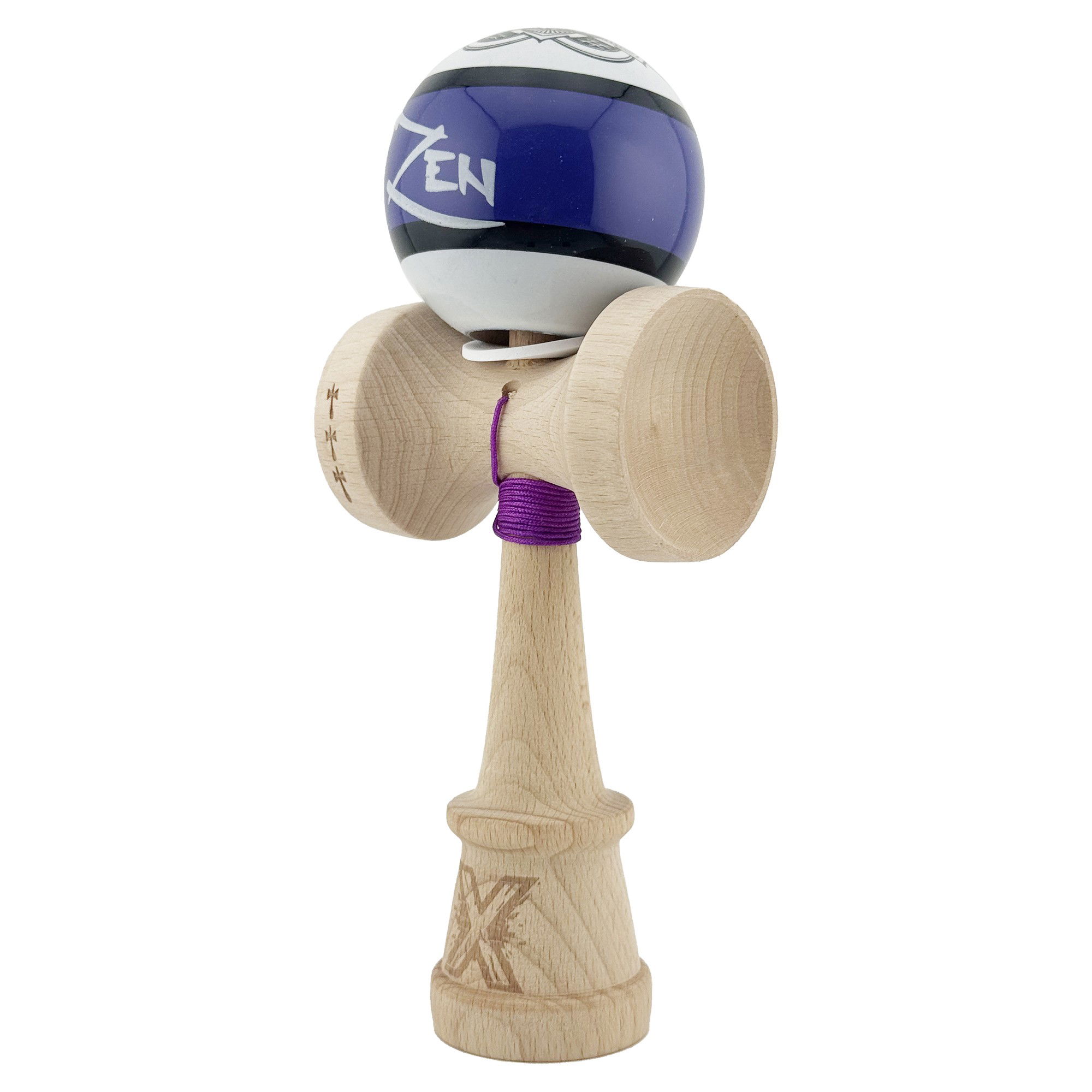 Kendama X Zen Series Originala, Profesionala, Flippy, Cupe Mari KING SIZE V3, Super Sticky, Gaura in Baza, Rulment Metalic, din lemn 18 cm, Ata 62/65 cm, Violet [3]