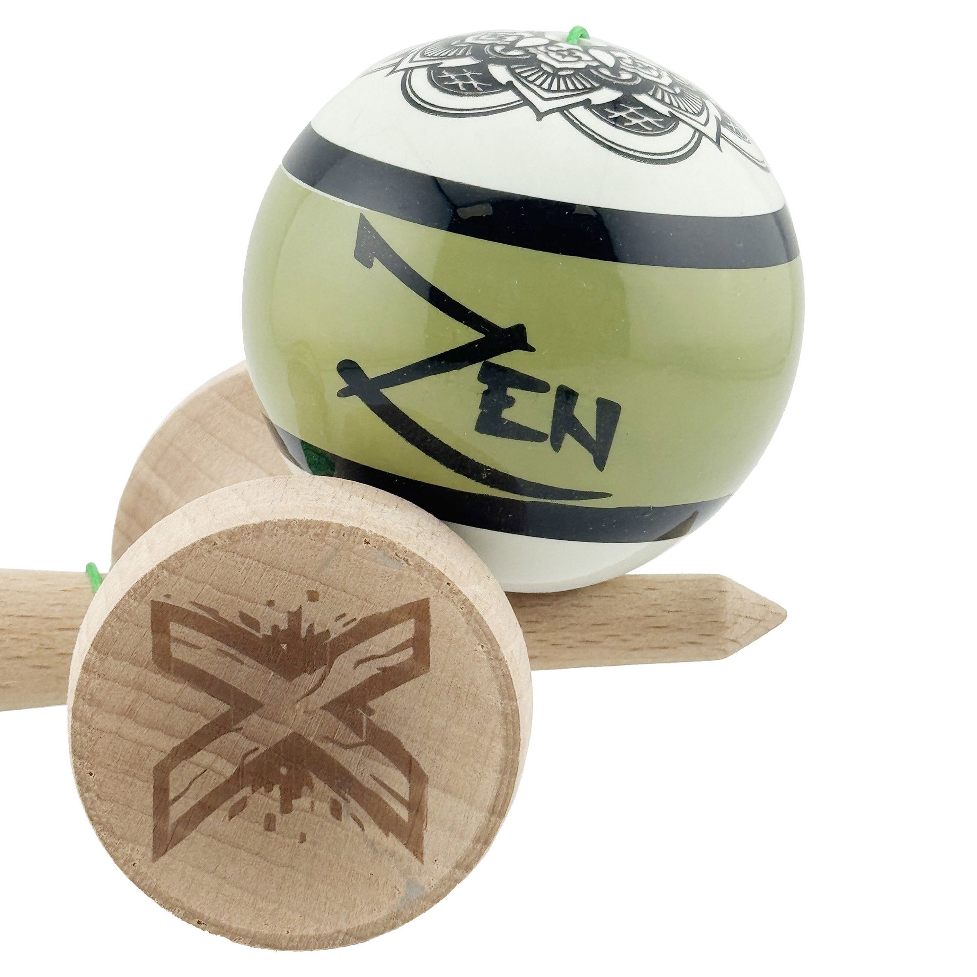 Kendama X Zen Series Originala, Profesionala, Flippy, Cupe Mari KING SIZE V3, Super Sticky, Gaura in Baza, Rulment Metalic, din lemn 18 cm, Ata 62/65 cm, Verde [9]