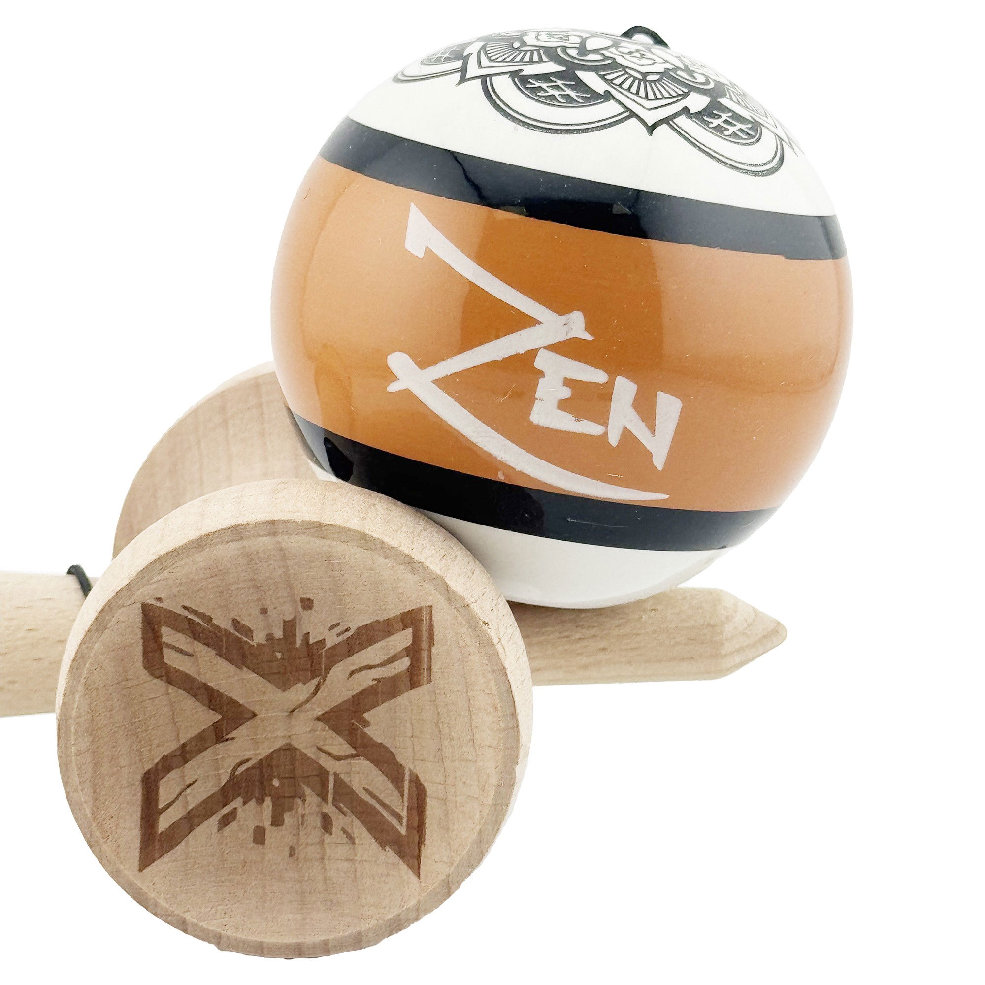 Kendama X Zen Series Originala, Profesionala, Flippy, Cupe Mari KING SIZE V3, Super Sticky, Gaura in Baza, Rulment Metalic, din lemn 18 cm, Ata 62/65 cm, Maro [9]