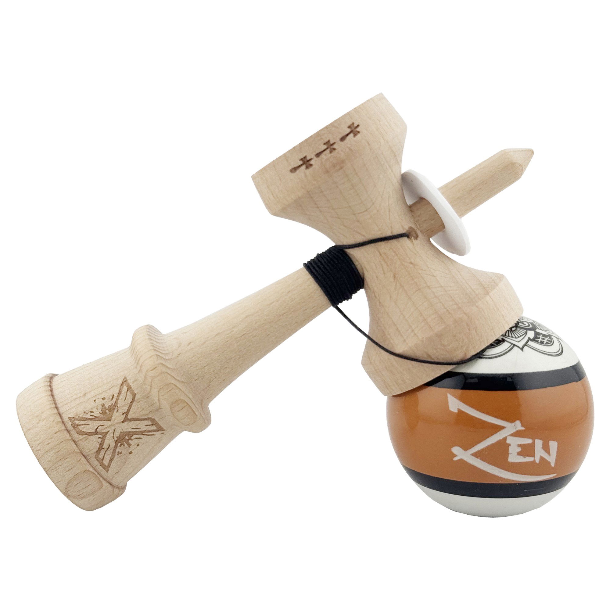 Kendama X Zen Series Originala, Profesionala, Flippy, Cupe Mari KING SIZE V3, Super Sticky, Gaura in Baza, Rulment Metalic, din lemn 18 cm, Ata 62/65 cm, Maro [6]