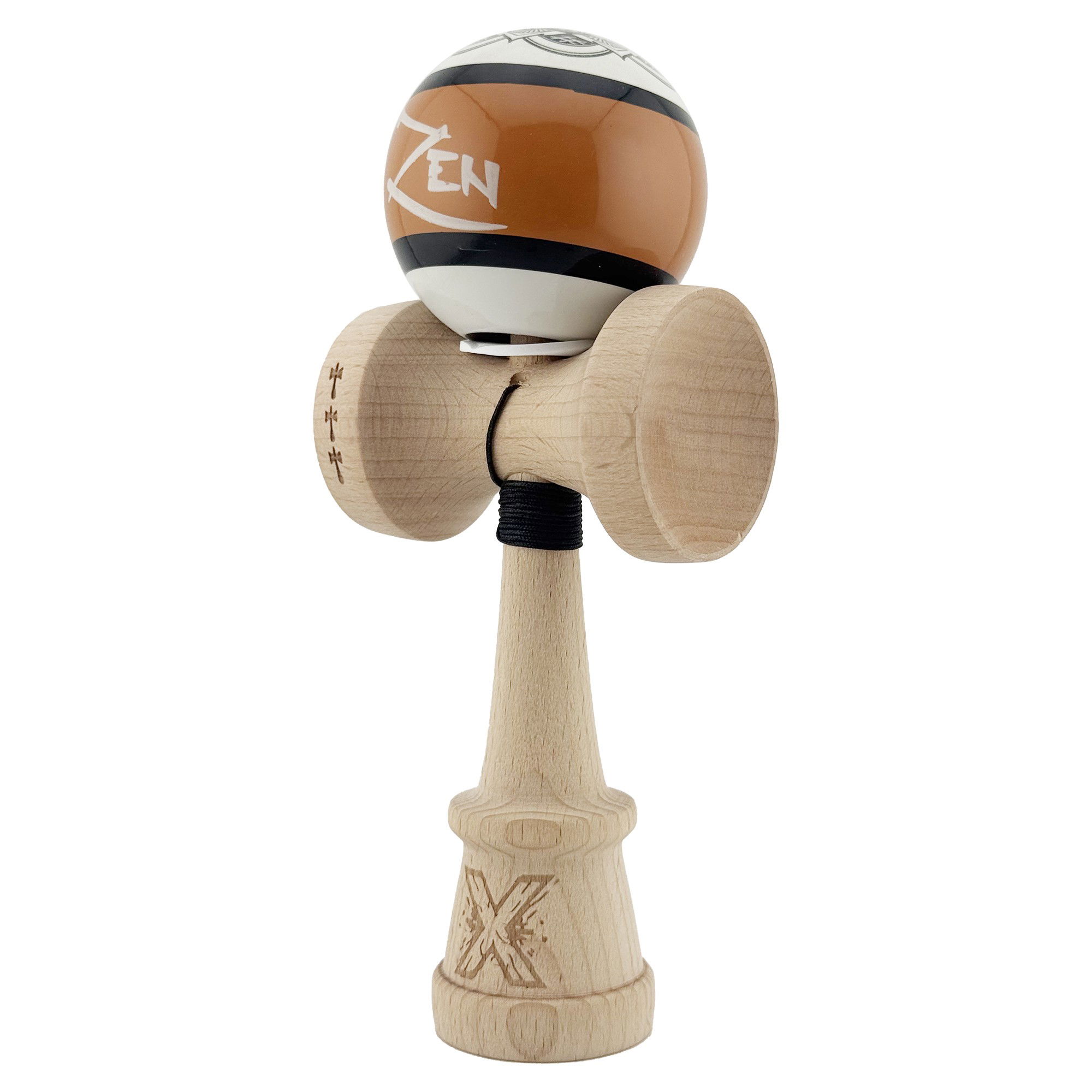 Kendama X Zen Series Originala, Profesionala, Flippy, Cupe Mari KING SIZE V3, Super Sticky, Gaura in Baza, Rulment Metalic, din lemn 18 cm, Ata 62/65 cm, Maro [3]