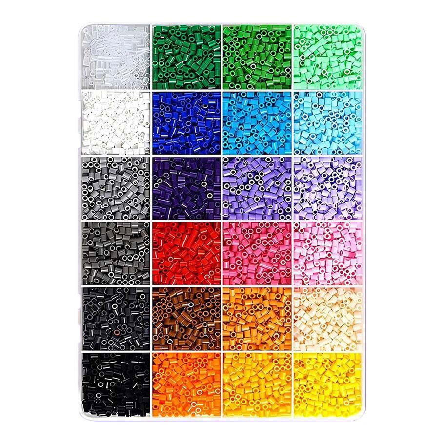Jucarii Creative - Kit de Margele Perle, Flippy, Set DIY 3D din 24 de Culori, 2000 de piese, Instrumente pentru Margele Incluse, 2.6 mm in cutie, Multicolor