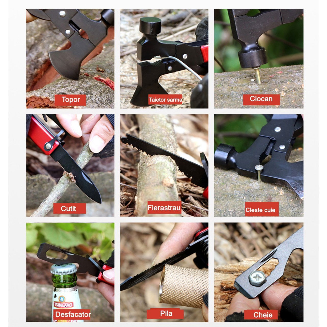 Pentru casa - Kit supravietuire multifuncional Flippy, 42 de Instrumente Profesionale, Echipament de prim-ajutor, Drumetie, Camping, Negru