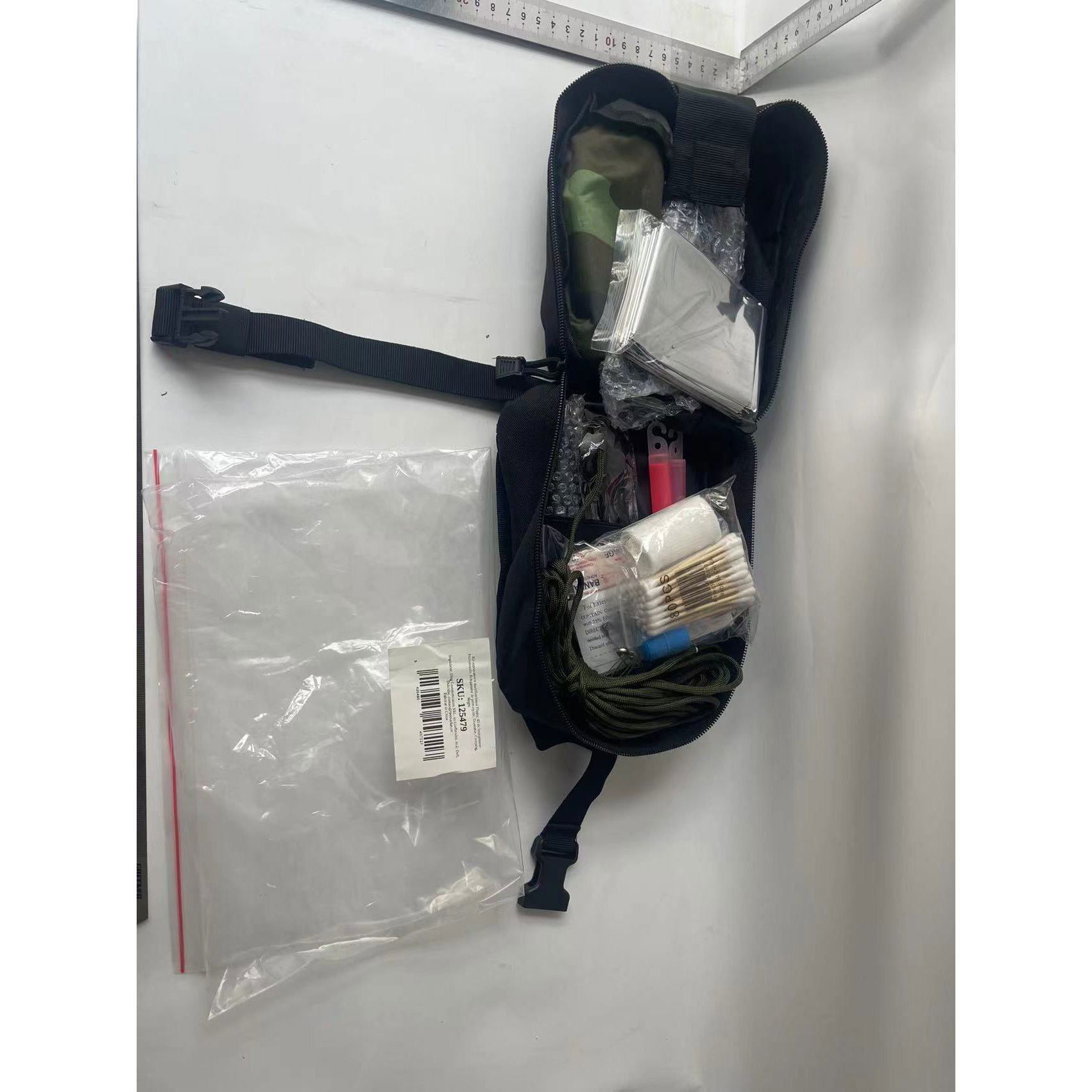 Kit supravietuire multifuncional Flippy, 42 de Instrumente Profesionale, Echipament de prim-ajutor, Drumetie, Camping, Negru [9]