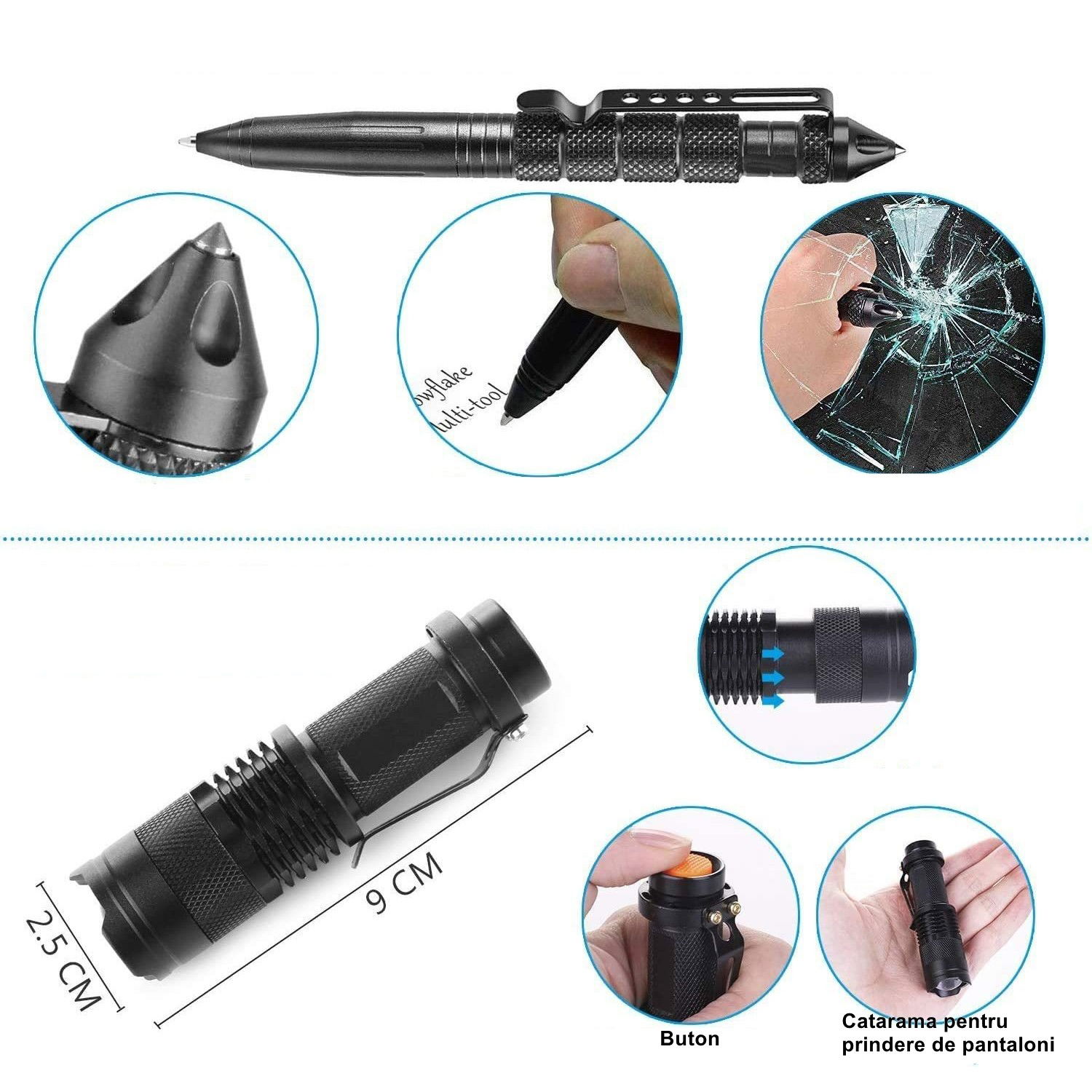 Kit supravietuire multifuncional Flippy, 42 de Instrumente Profesionale, Echipament de prim-ajutor, Drumetie, Camping, Negru [5]