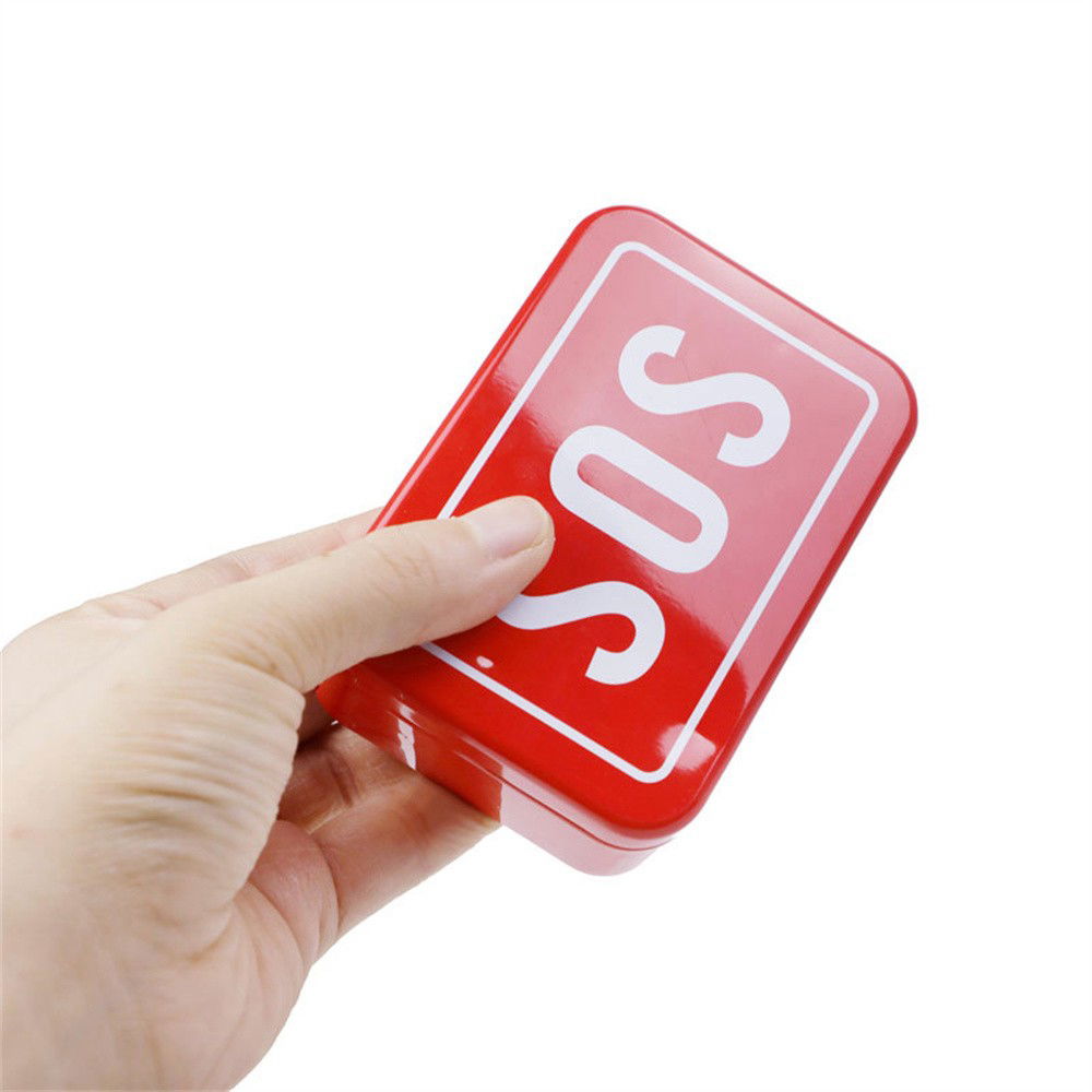 Kit supravietuire multifunctional Flippy, Instrumente profesionale, tip cutie, pentru Camping, Drumetii, Aventuri in aer liber, borseta inclusa, rosu [3]