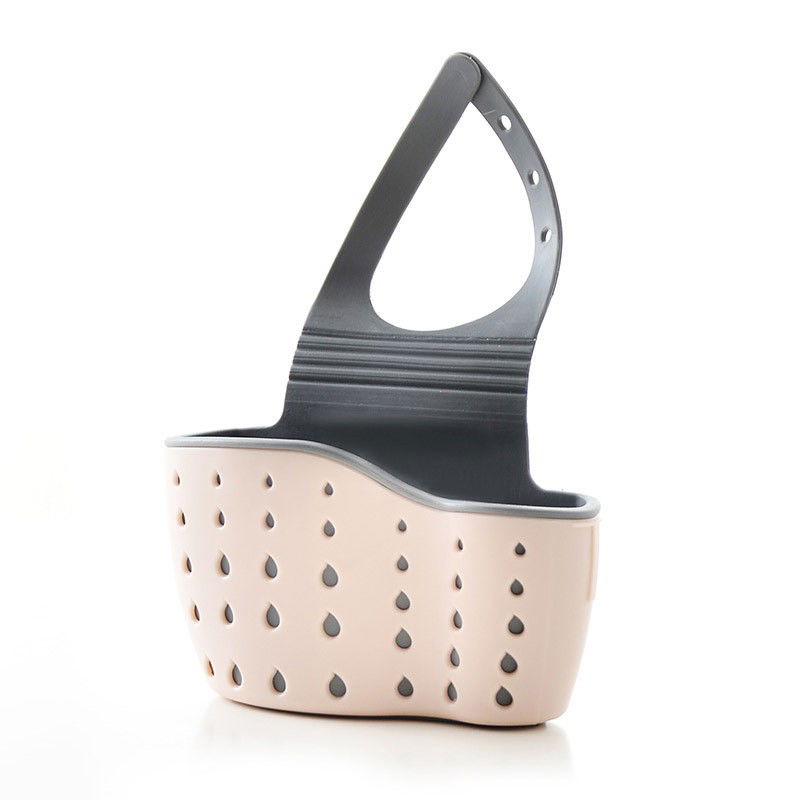 Pentru casa - Suport Scurgere pentru Burete si Laveta de Vase Bucatarie, Flippy, Roz, Curea Reglabila, Plastic Flexibil, 15x 5x 21cm