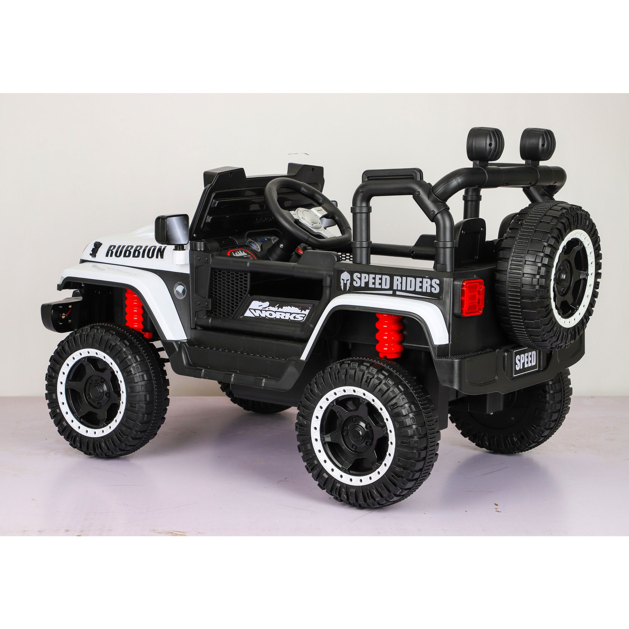 Jucarii - Masina Electrica pentru Copii, Flippy, Off-Road, Conectare Bluetooth, telecomanda, Tractiune Spate, Lumina Intermitenta, Baterie 12V 7Ah, 120 x 63 x 68cm, Alb