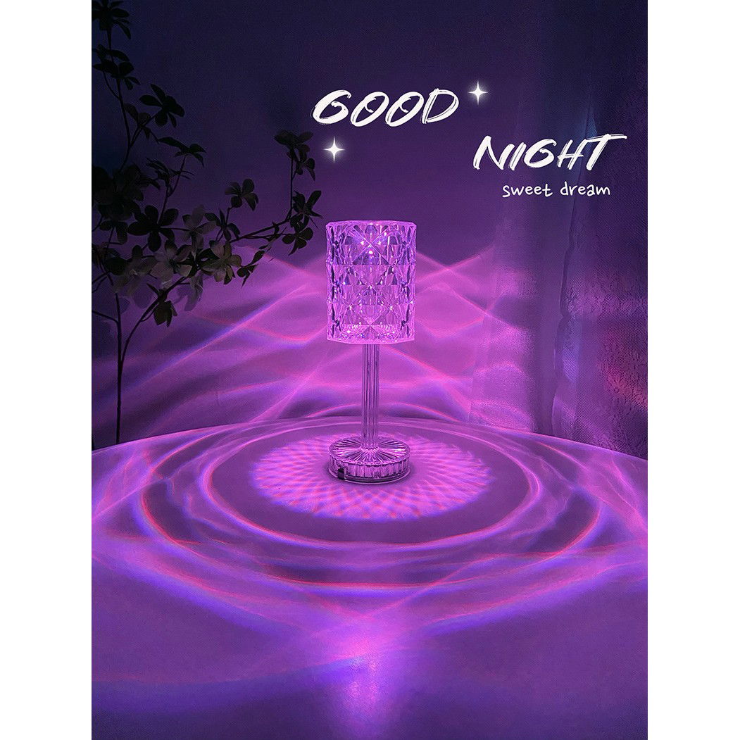 Lampa de birou pe LED RGB 16, Flippy, dimmer tactil, 3 nivele de intensitate, incarcare USB, 3W, Cristal Acrilic, 13x28 cm, cu telecomanda, forma veioza, transparent [6]