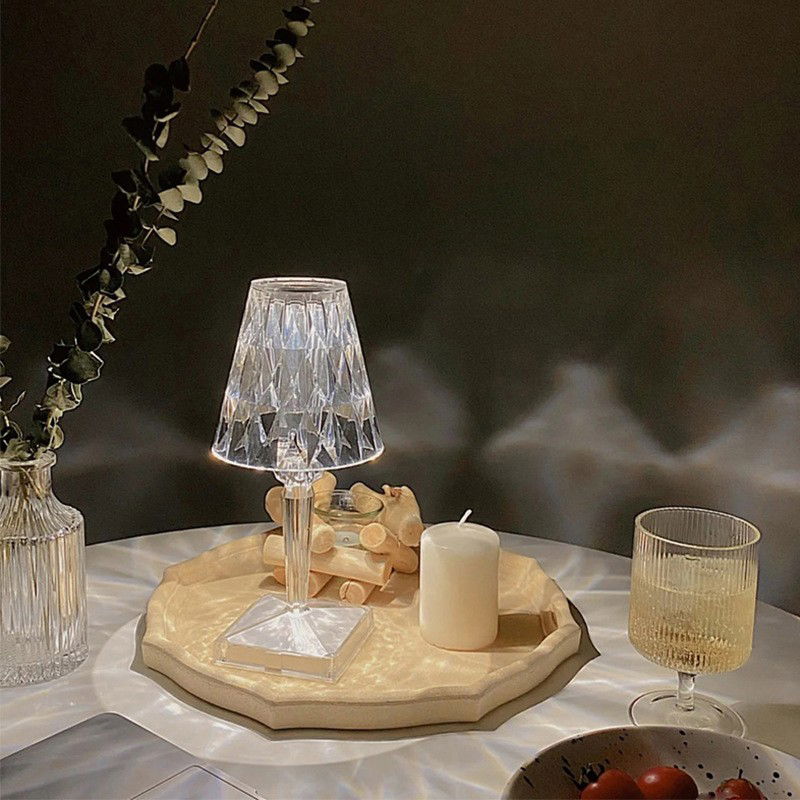 Lampa de birou pe LED RGB 16, Flippy, dimmer tactil, 3 nivele de intensitate, incarcare USB, 3W, Cristal Acrilic, 26x12 cm, cu telecomanda, transparent [4]