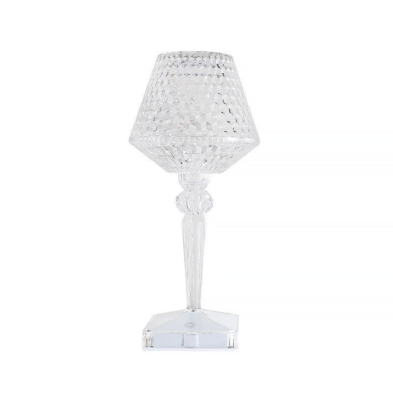 Lampi de veghe - Lampa de birou pe LED RGB 16, Flippy, dimmer tactil, 3 nivele de intensitate, incarcare USB, 3W, Cristal Acrilic, cu telecomanda, forma pahar, transparent