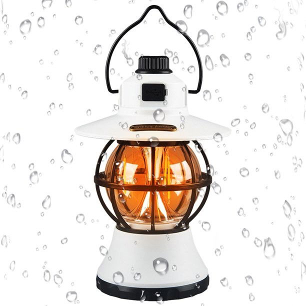 Lampă de camping retro portabilă, Felinar Vintage LED ABS, Acumulator inclus 1200 mAh, reincarcabila, 20 cm inaltime, 3 moduri de iluminare, intensitate reglabila,Lampa portabila pentru cort în aer li [6]