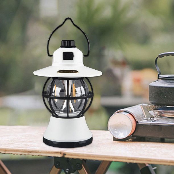 Lampă de camping retro portabilă, Felinar Vintage LED ABS, Acumulator inclus 1200 mAh, reincarcabila, 20 cm inaltime, 3 moduri de iluminare, intensitate reglabila,Lampa portabila pentru cort în aer li [8]
