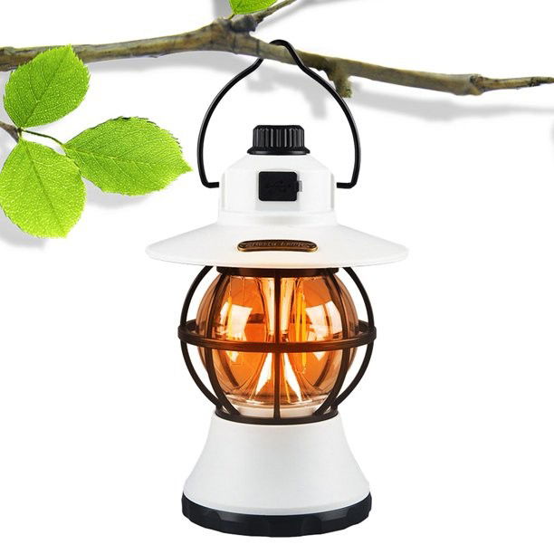 Lampă de camping retro portabilă, Felinar Vintage LED ABS, Acumulator inclus 1200 mAh, reincarcabila, 20 cm inaltime, 3 moduri de iluminare, intensitate reglabila,Lampa portabila pentru cort în aer li [5]