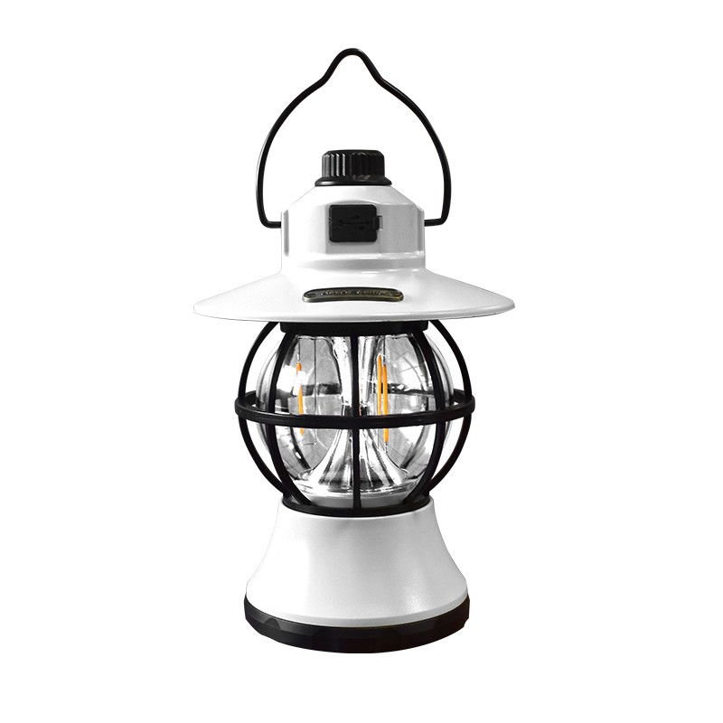 Articole pentru Gradina si Bricolaj - Lampă de camping retro portabilă, Felinar Vintage LED ABS, Acumulator inclus 1200 mAh, reincarcabila, 20 cm inaltime, 3 moduri de iluminare, intensitate reglabila,Lampa portabila pentru cort în aer li