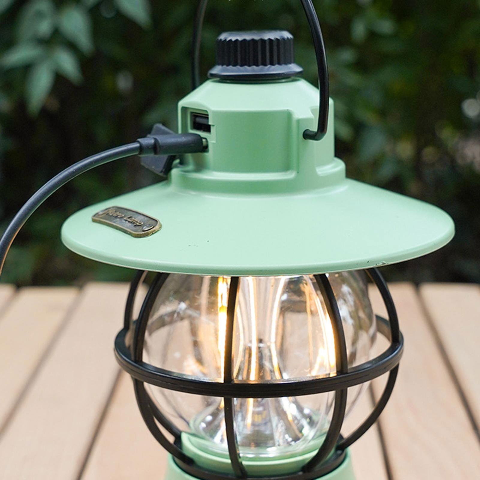 Lampă de camping retro portabilă, Felinar Vintage LED ABS, Acumulator inclus 1200 mAh, reincarcabila, 3 moduri de iluminare, intensitate reglabila,Lampa portabila pentru cort în aer liber, Mint [9]