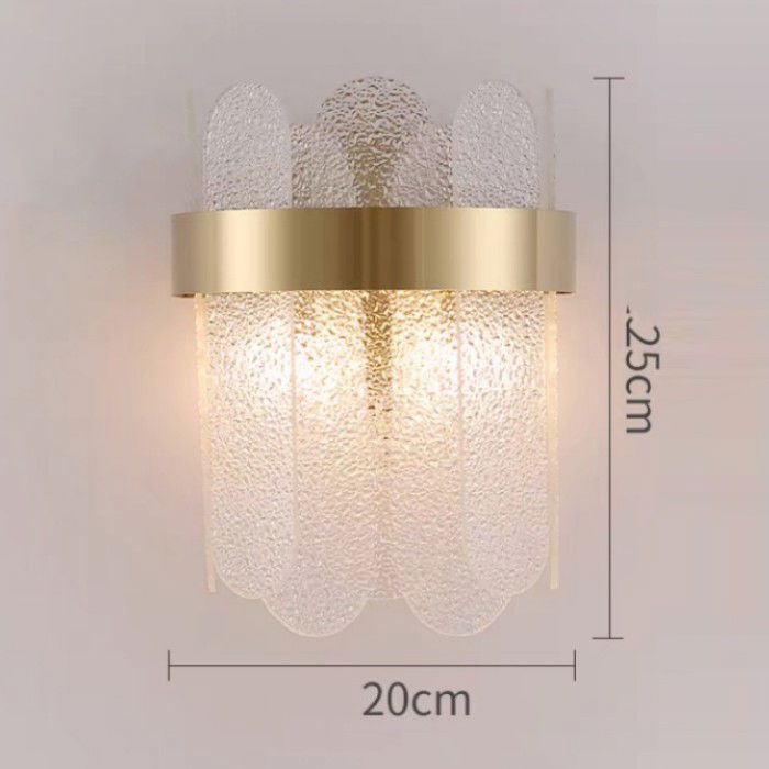 Lampi de veghe - Lampa de Perete in Interior, Flippy, Lampa de Lux pentru Decor de Interior, Corp de Iluminat Tip aplica, din Inox Auriu si Cristal, Lumina Calda Rece Neutra, 25 x 20 cm, Ideal pentru Camere Mici si Me