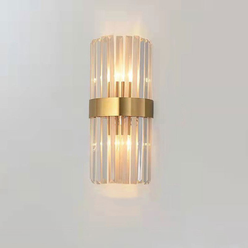 Lampi de veghe - Lampa de Perete in Interior, Flippy, Lampa de Lux pentru Decor de Interior, Corp de Iluminat Tip aplica, din Inox Auriu si Cristal, Lumina Calda Rece Neutra, 35 x 18 cm, Ideal pentru Camere Mici si Me