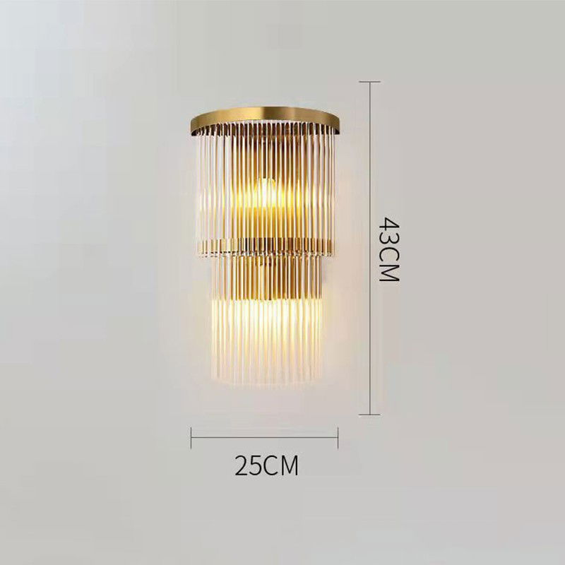 Lampi de veghe - Lampa de Perete in Interior, Flippy, Lampa de Lux pentru Decor de Interior, Corp de Iluminat Tip aplica, din Inox Auriu si Cristal, Lumina Calda Rece Neutra, 43 x 25 cm, Ideal pentru Camere Mici si Me