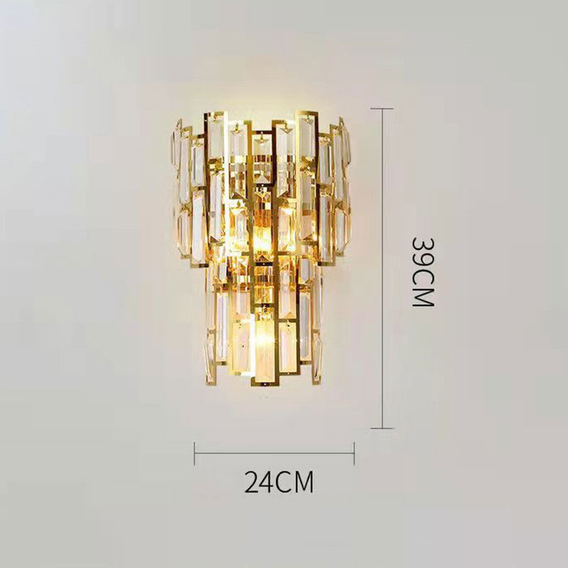 Lampi de veghe - Lampa de Perete in Interior, Flippy, Lampa de Lux pentru Decor de Interior, Corp de Iluminat Tip aplica, din Inox Auriu si Cristal, Lumina Calda Rece Neutra, 39x24 cm, Ideal pentru Camere Mici si Medi