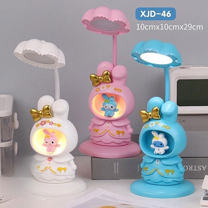 Lampa de Veghe, Flippy, cu Ascutitoare de Creioane, 2 Functii de Lumina, de Birou si de Veghe, Model Iepuras, Incarcare USB 10 x 29 cm, Multicolor [3]