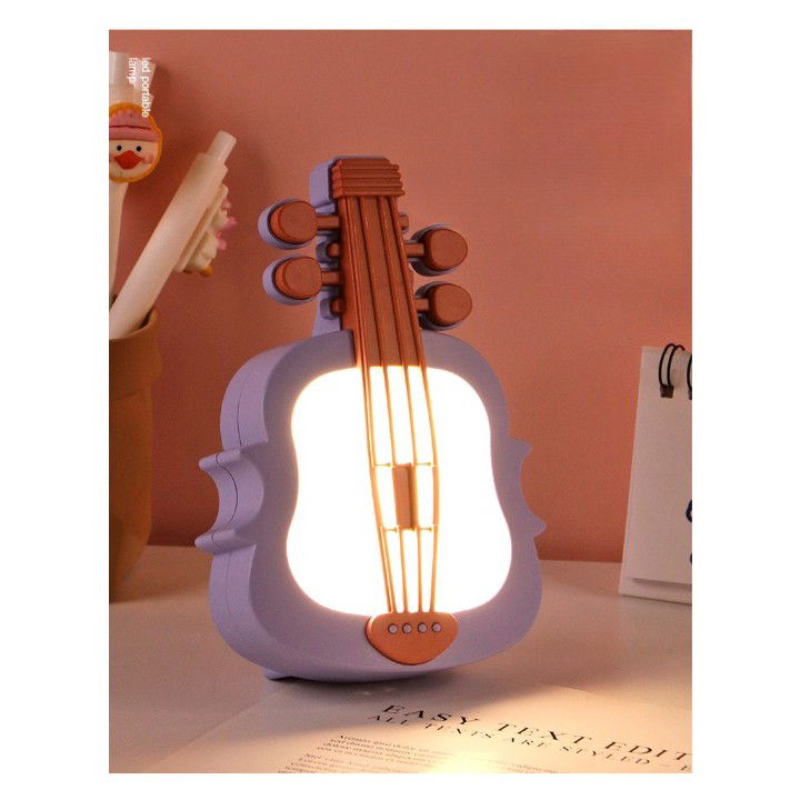 Lampa de Veghe, Flippy, cu Protectie pentru Ochi, Model Violina, Lumina Calda, Incarcare USB, ABS, 14.3x5x9.9 cm, Mov/ Portocaliu [3]