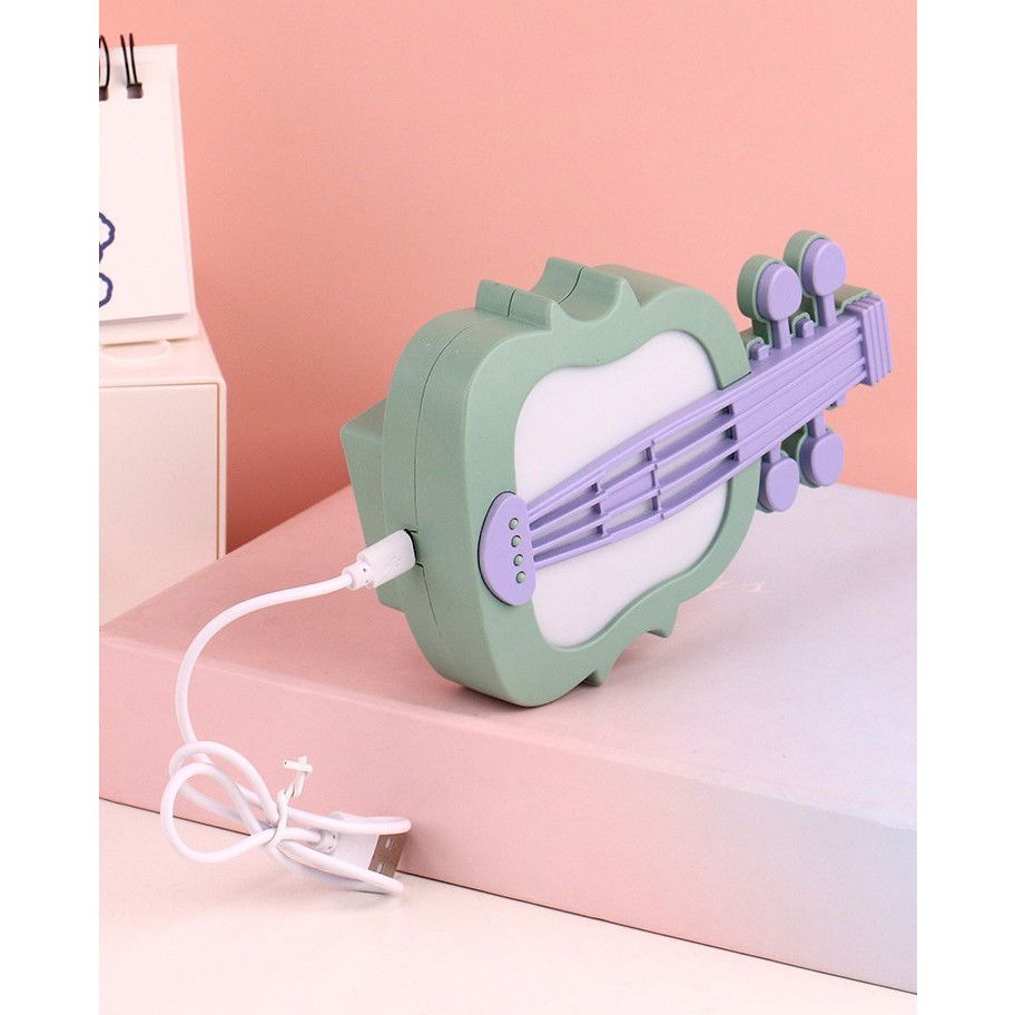 Lampa de Veghe, Flippy, cu Protectie pentru Ochi, Model Violina, Lumina Calda, Incarcare USB, ABS, 14.3x5x9.9 cm, Verde/ Mov [4]