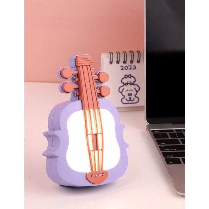 Lampa de Veghe, Flippy, cu Protectie pentru Ochi, Model Violina, Lumina Calda, Incarcare USB, ABS, 14.3x5x9.9 cm, Mov/ Portocaliu [4]