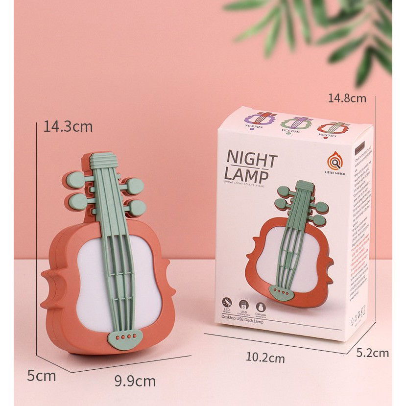 Lampa de Veghe, Flippy, cu Protectie pentru Ochi, Model Violina, Lumina Calda, Incarcare USB, ABS, 14.3x5x9.9 cm, Verde/ Rosu [3]