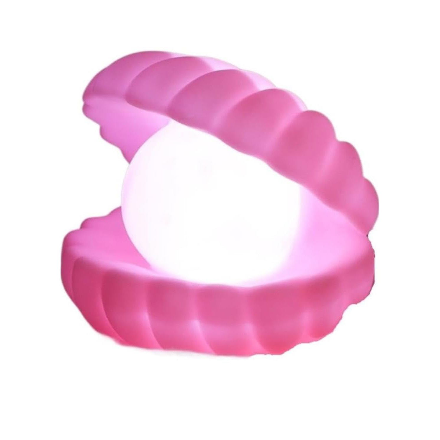 10 - 25 LEI - Lampa de Veghe, Flippy, Model Scoica cu Perla, Lumina Calda, 10 x 8.5 cm, Led, Baterii Incluse 3 x LR44, Roz