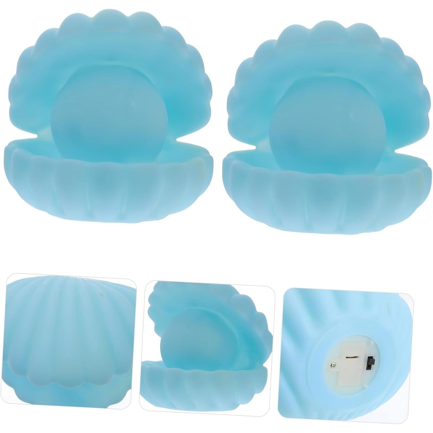 Lampa de Veghe, Flippy, Model Scoica cu Perla, Lumina Calda, 10 x 8.5 cm, Led, Baterii Incluse 3 x LR44, Albastru [3]