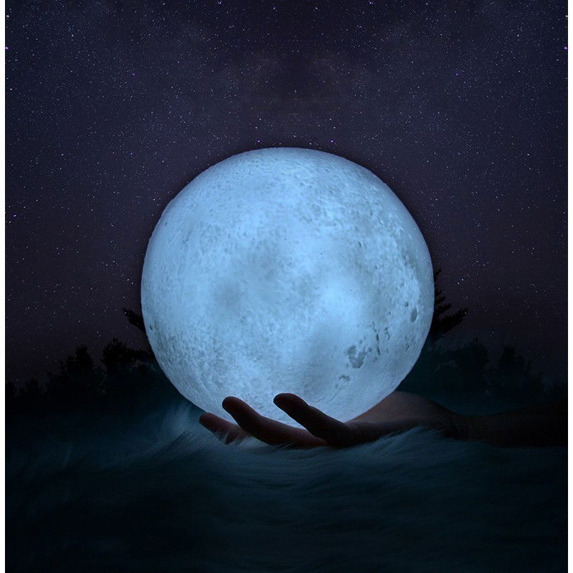 Lampa de veghe in forma de luna 3D Moon Light Alb Rece, alimentare baterii, stand plastic inclus, 8 cm, Flippy [6]