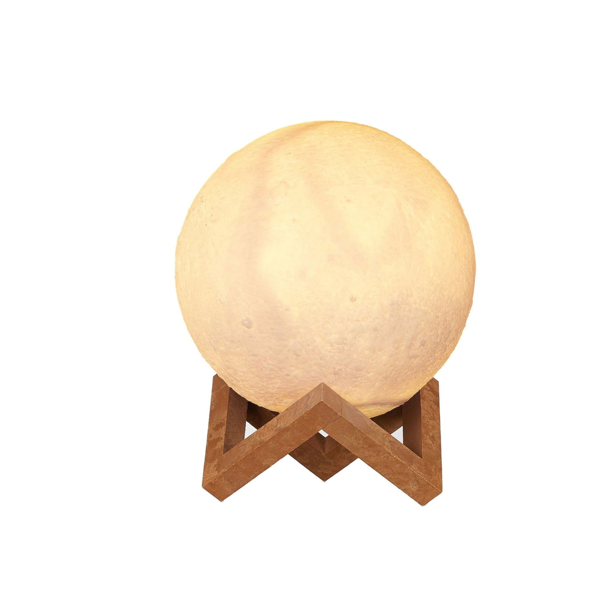 Lampi de veghe - Lampa de veghe in forma de luna 3D Moon Light Alb Cald, alimentare baterii, stand plastic inclus, 8 cm, Flippy