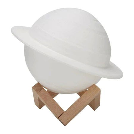 Lampa de veghe in forma de Saturn 3D Saturn Light, alimentare baterii, stand plastic inclus, 15 cm, Flippy, Alb Cald [1]