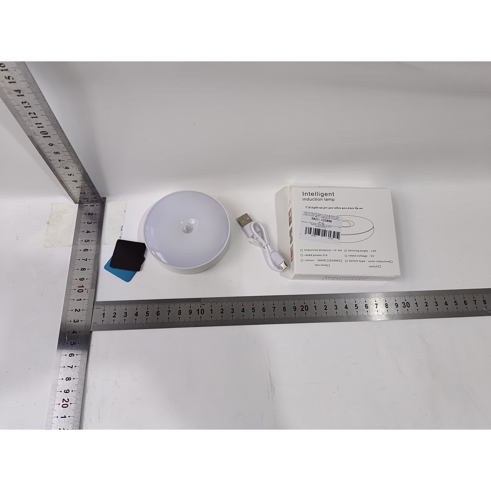 Lampa de Veghe LED, Flippy, cu Senzor de Miscare, Doua Tipuri de Lumina Alb Rece, Incarcare USB, Intrerupator On/Off/Auto, 0.6W, 300mAh, Design Rotund, Alb, 8.5x2.3 cm [6]