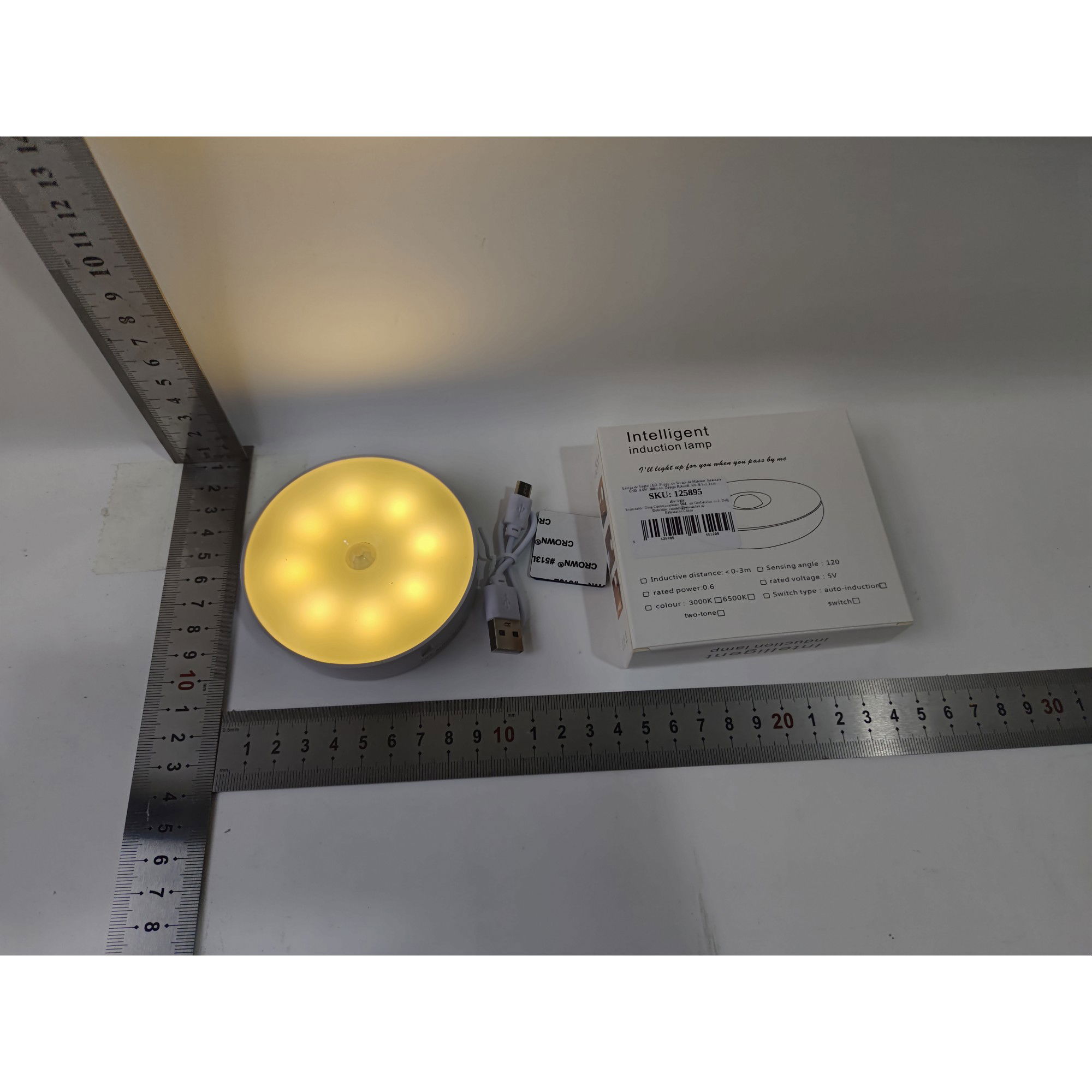 Lampa de Veghe LED, Flippy, cu Senzor de Miscare, Incarcare USB, 0.6W, 300mAh, Design Rotund, Alb, 8.5x2.3 cm [6]