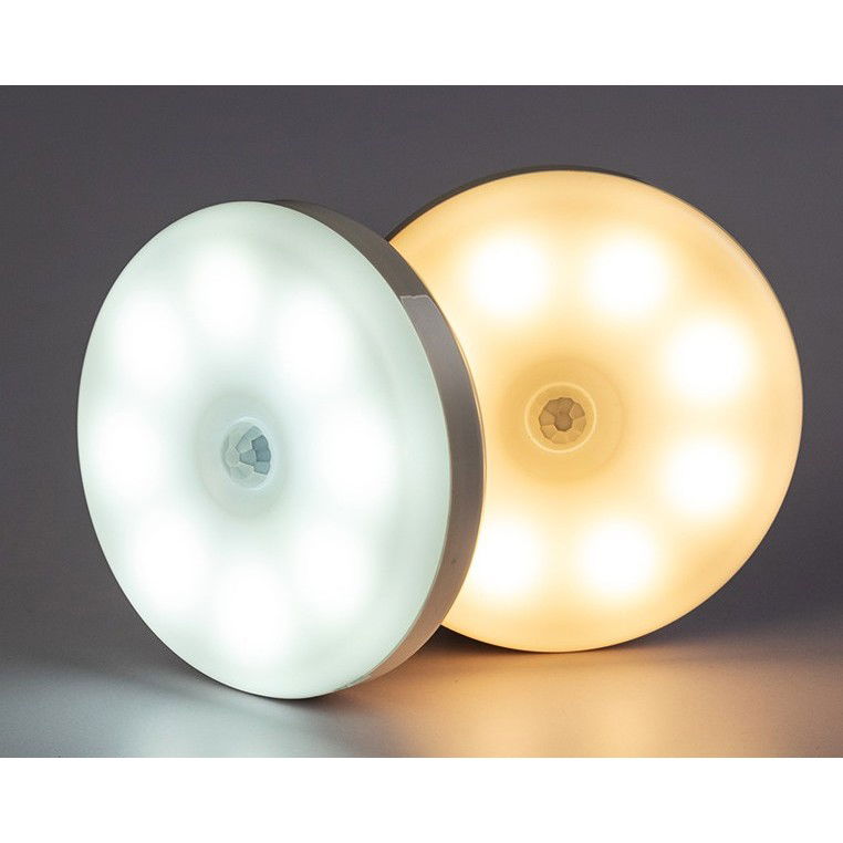 Pentru casa - Lampa de Veghe LED, Flippy, cu Senzor de Miscare, Incarcare USB, 0.6W, 300mAh, Design Rotund, Alb, 8.5x2.3 cm