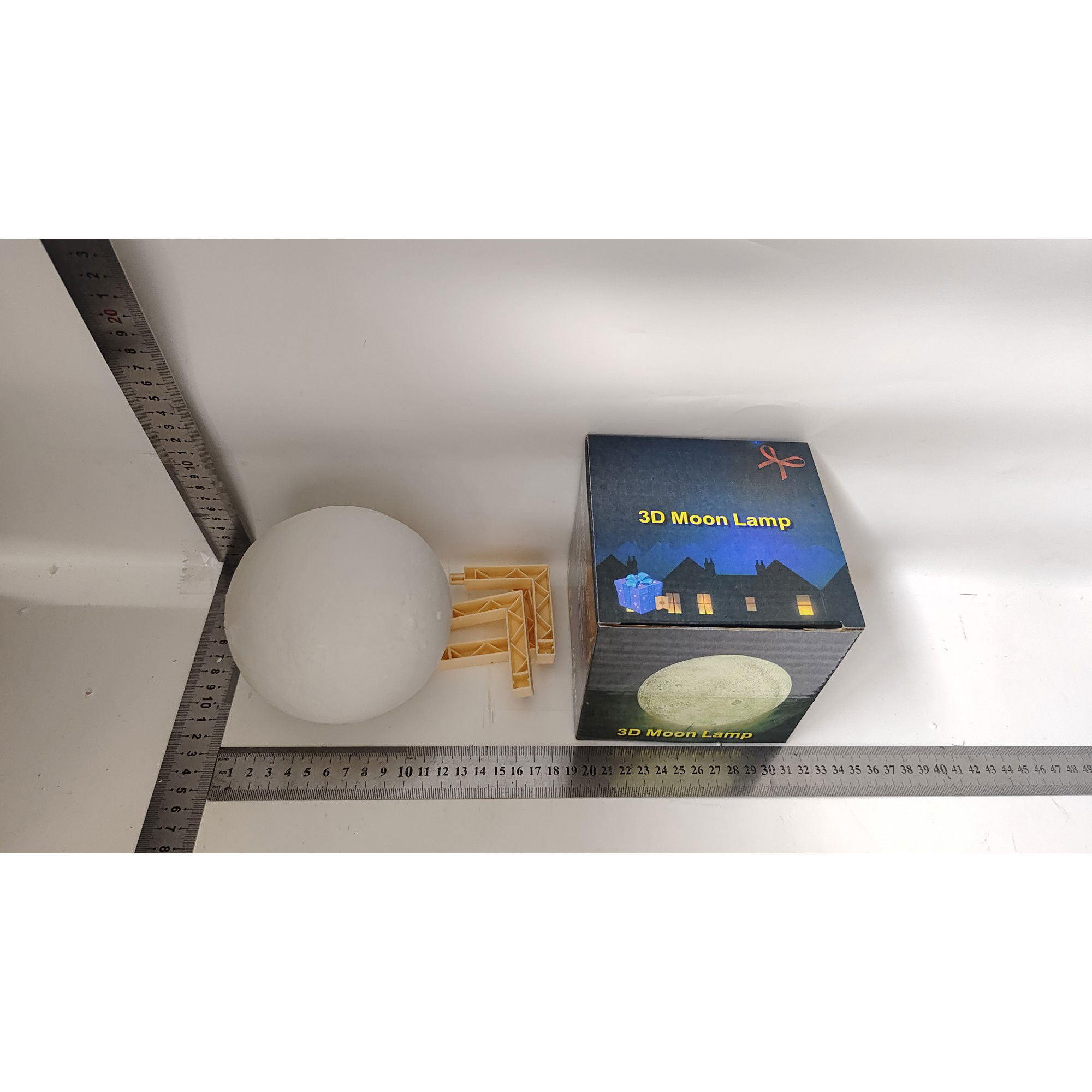 Lampa de veghe luna 3D Moon Light, lumina LED alb cald, alimentare baterii, fara acumulator, stand din plastic inclus, 12 cm, Flippy [10]