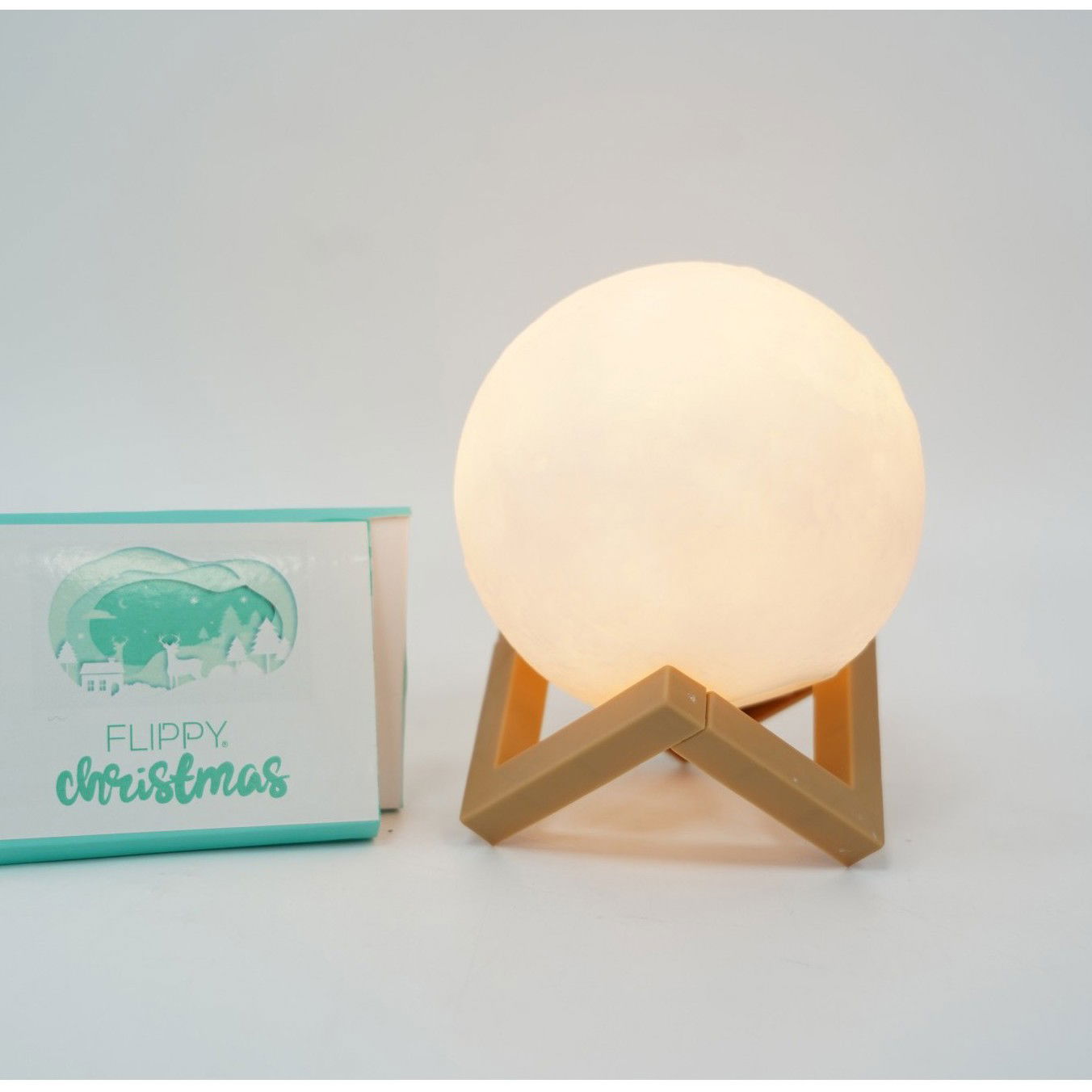 Lampa de veghe luna 3D Moon Light, lumina LED alb cald, alimentare baterii, fara acumulator, stand din plastic inclus, ø 10 cm, Flippy [9]