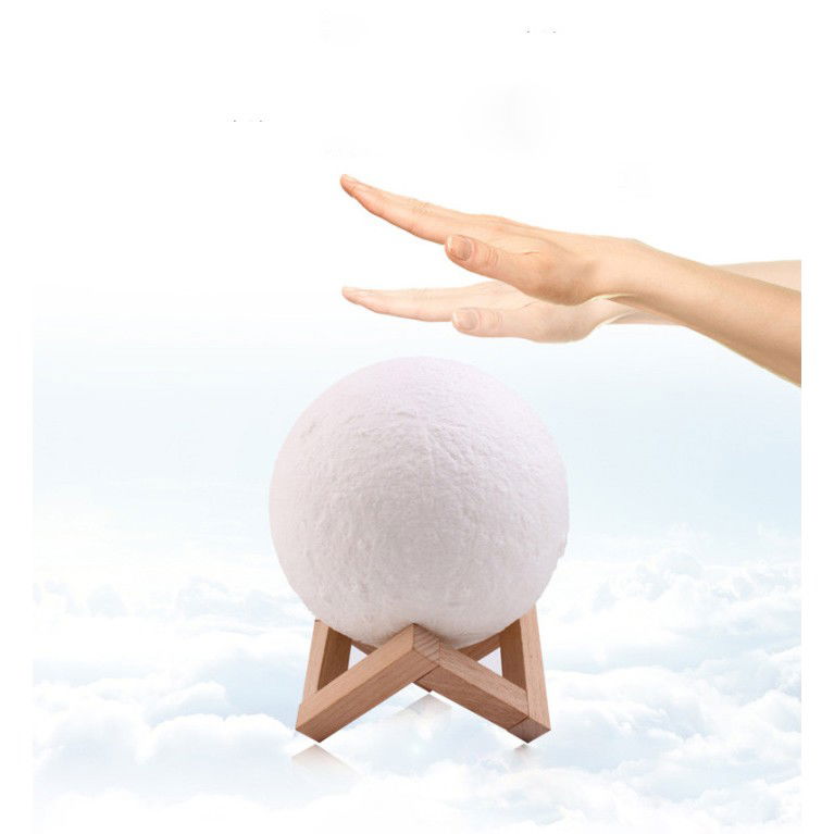 Lampa de veghe luna 3D Moon Light, lumina multicolora cu LED, 7 culori ,schimbare culoare prin atingere,, alimentare baterii, fara acumulator, stand din plastic inclus, 15 cm, Flippy [6]