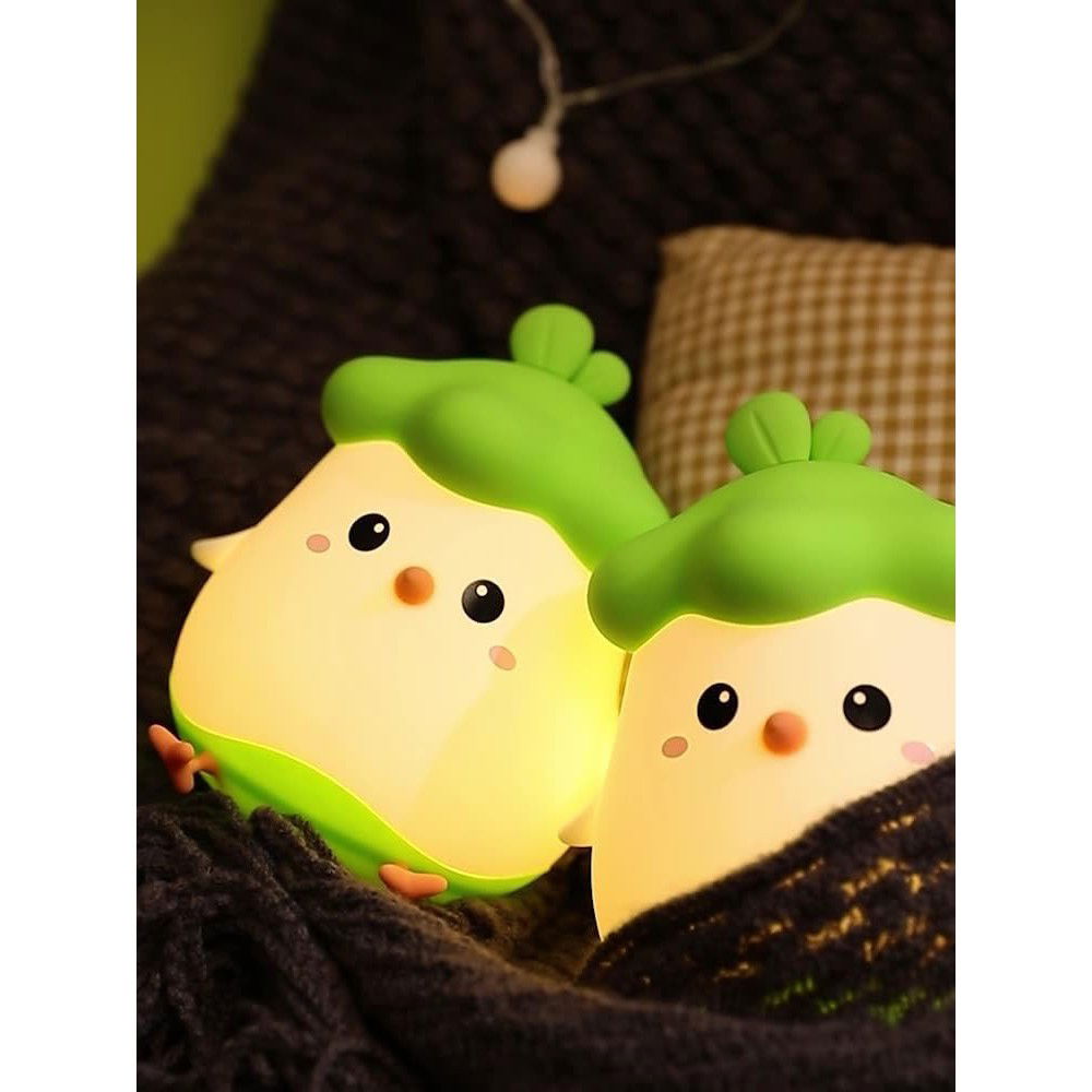 Lampa de Veghe pentru Copii, Flippy, din Silicon, Senzor Tactil, Model Pui, Lumina Calda, Protectie pentru Ochi, Incarcare USB, Capacitate Baterie Incorporata 800mAh, 11 x 10 x 12.4 cm, Verde [4]