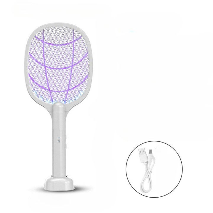 50 - 100 LEI - Lampa Electrica Impotriva Tantarilor, Flippy, 42.5 x 18 x 7.5 cm, Reincarcabila cu Cablu USB Inclus, Plasa din Aluminum, Alb