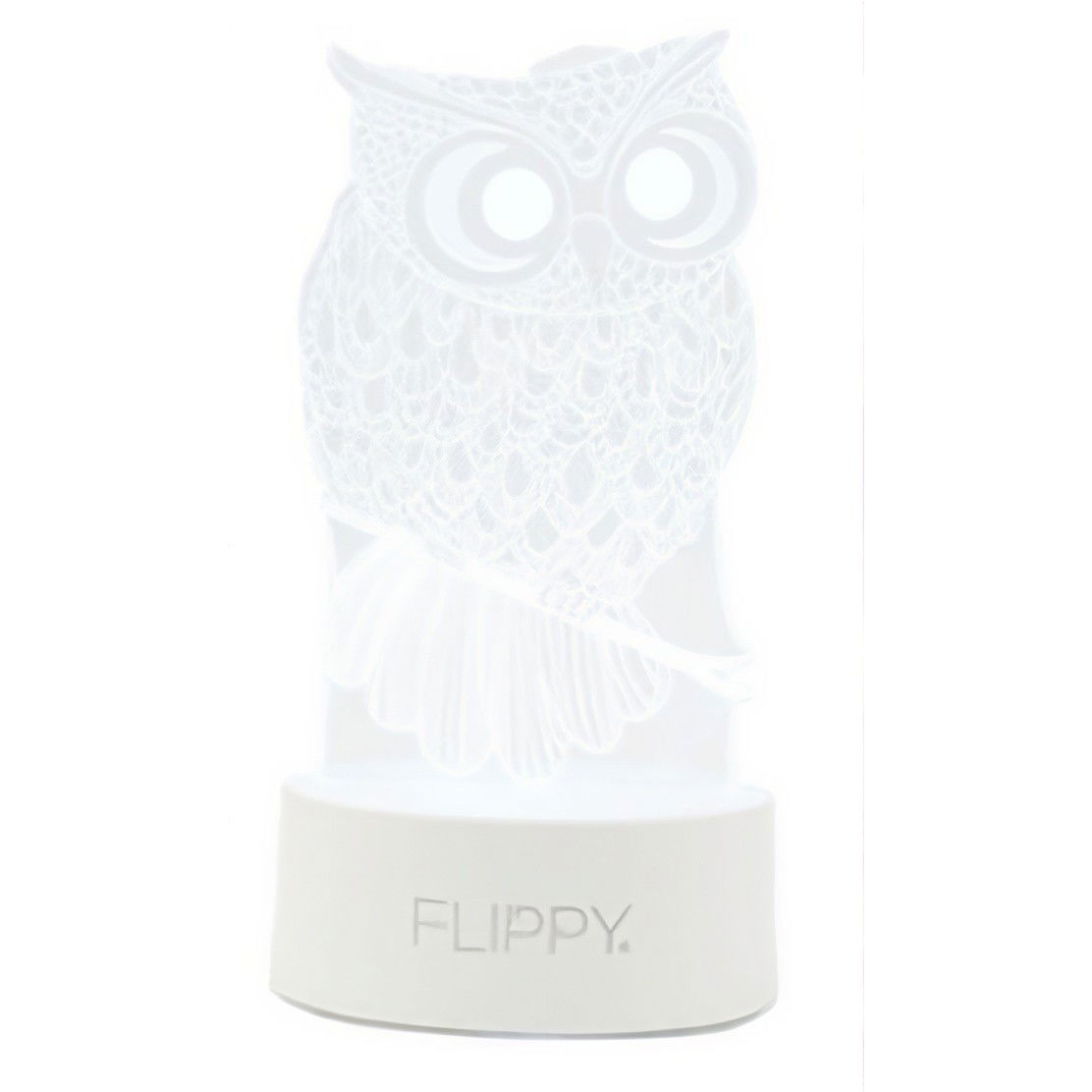 Lampa LED decorativa, Flippy, 3D, Bufnita, cu USB si baterii, 20 cm inaltime, din material acril, lumina multicolora si telecomanda inclusa, alb [10]